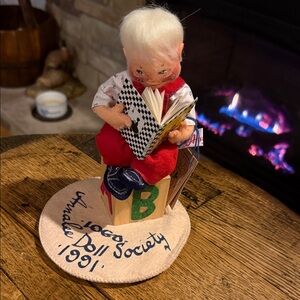 Vintage 1991 Annalee Red and White Doll with Mother Goose Book
